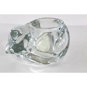 Indiana Glass Sleeping Kitten Cat Clear Votive Candle Tea Light Holder